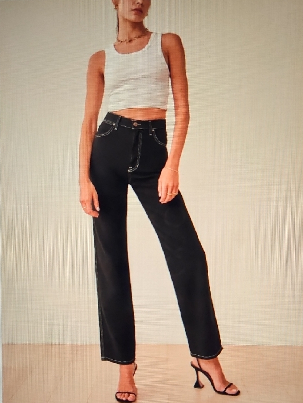 REFORMATION:  Black Cowbpy High Rise Straigh Leg Jeans